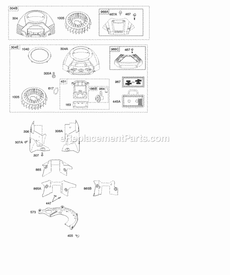 Blower Housing Air Guide Diagram and Parts List for 40G777-1222-B1  Briggs and Stratton Engine